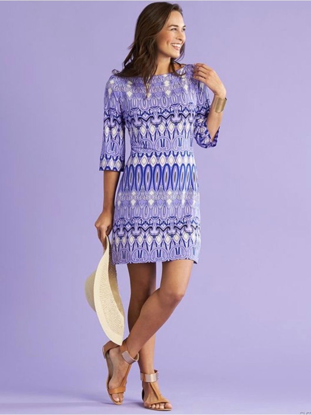 Donna Morgan Women's Lilac Patterned Dress Sz 14